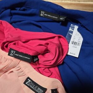 3 New York & Company Blue and Pink Tops
